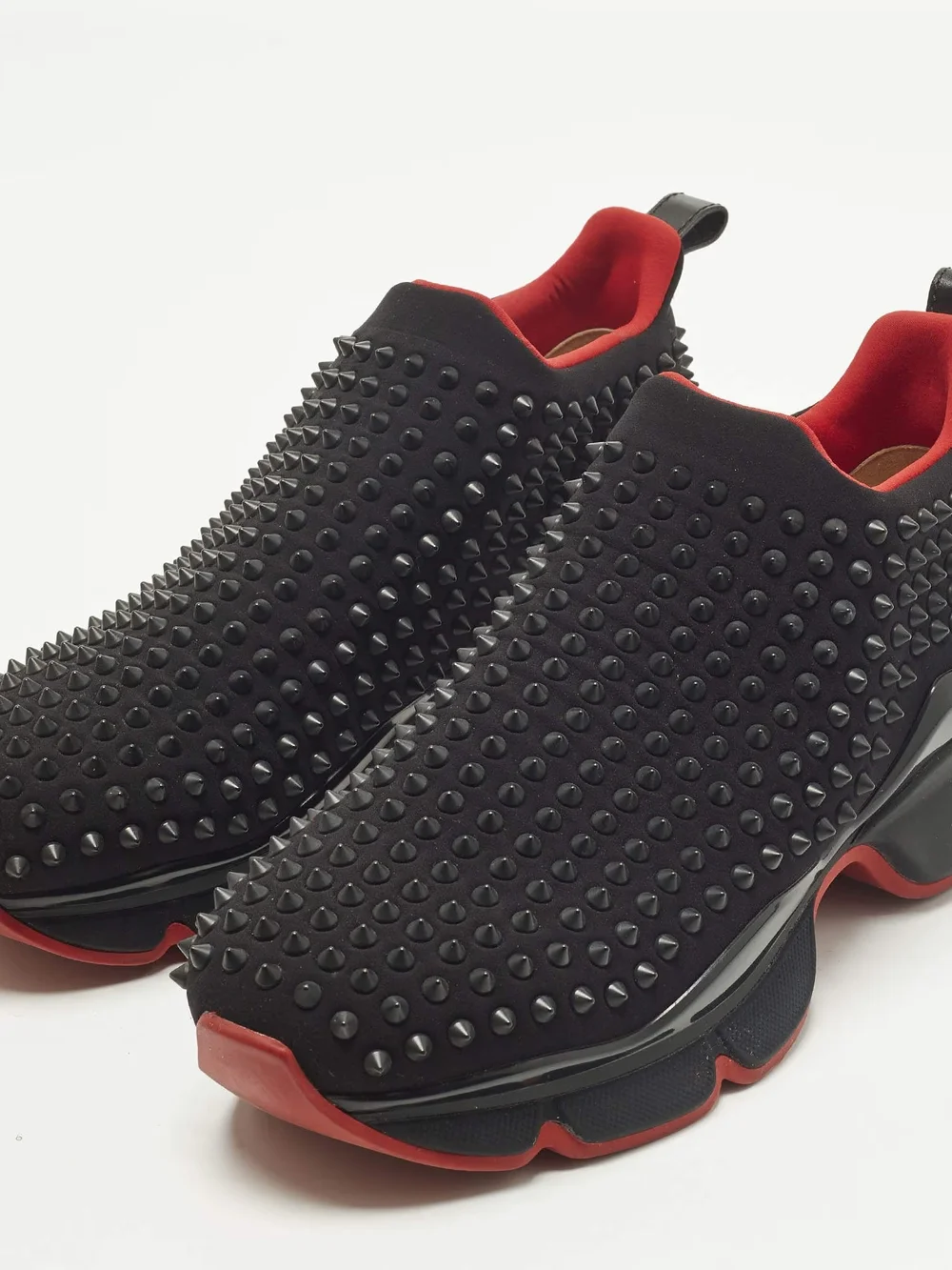 Christian Louboutin Studded Spike Slip-On Neoprene Sock Sneakers 9.5-10